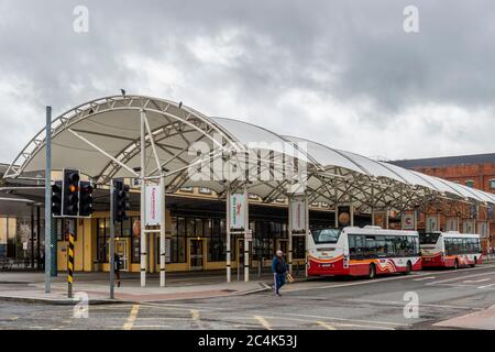 Bus Erieann Parnell Place Bus Staion, Cork, Irland. Stockfoto