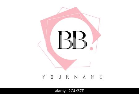 Geometrische Doppel BB B Buchstaben mit Pastell Pink Farbe Logo Design mit Kreis und rechteckige Formen Vektor Illustration. Stock Vektor