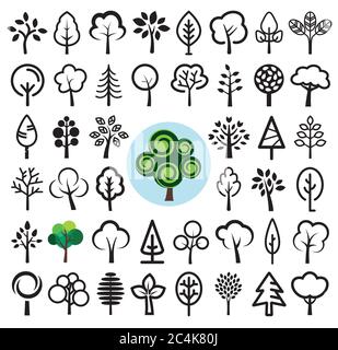 Satz von Baumsymbolen. Vektorgrafik Stock Vektor