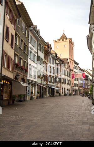 Rheinfelden, Deutschland, Schweiz, 1. Juli 2019 - Blick von Rheinfelden, einer schweizerischen und deutschen Stadt Stockfoto