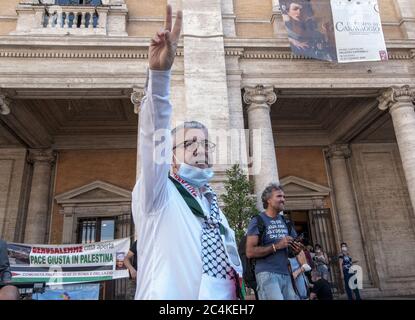 Rom, Italien. Juni 2020. Rom. Nationaler Tag der Mobilisierung gegen die israelische Annexion und für die Anerkennung des Staates Palästina. Neben Rom fanden auch Veranstaltungen in Neapel, Mailand, Bari, Bologna, Cagliari, Palermo, Messina, Venedig, Vicenza, Genua statt. (Foto: Patrizia Cortellessa/Pacific Press/Sipa USA) Quelle: SIPA USA/Alamy Live News Stockfoto