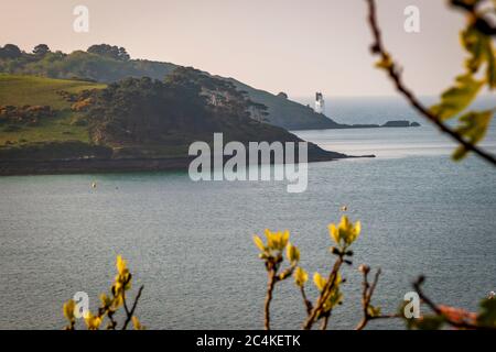 Gegenüber dem Hotel Tresanton kann der Leuchtturm St. Anthony mit der Fähre von St. Mawes aus erreicht werden Stockfoto