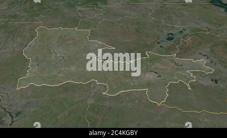 Zoom in Lualaba (Provinz der Demokratischen Republik Kongo) skizziert. Schräge Perspektive. Satellitenbilder. 3D-Rendering Stockfoto