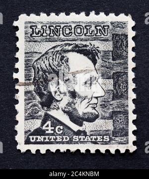 Abraham Lincoln 4c 1965 schwarze Briefmarke aus prominenter americans-Serie Stockfoto