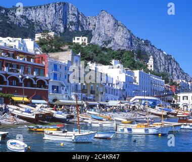 Fischerboote in Hafen, Marina Grande, Insel Capri, Region Campagnia, Italien Stockfoto