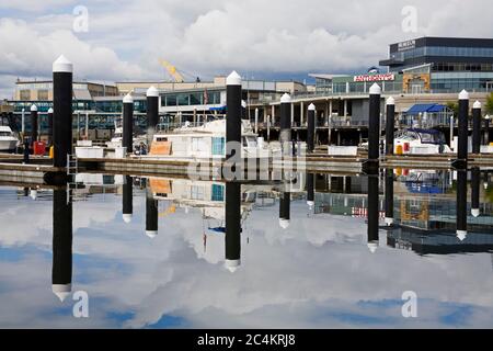 Harbourside Fountain Park & Boardwalk, Bremerton, Washington State, USA Stockfoto