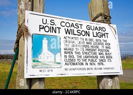Zeigen Sie Wilson Leuchtturm in Fort Worden State Park, Port Townsend, Washington State, USA Stockfoto