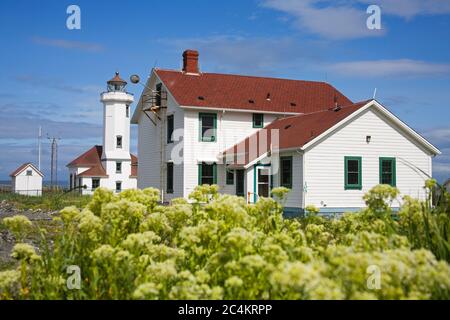 Zeigen Sie Wilson Leuchtturm in Fort Worden State Park, Port Townsend, Washington State, USA Stockfoto