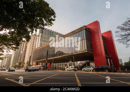 Das Kunstmuseum von Sao Paulo in der Paulista Avenue in Sao Paulo, Brasilien Stockfoto
