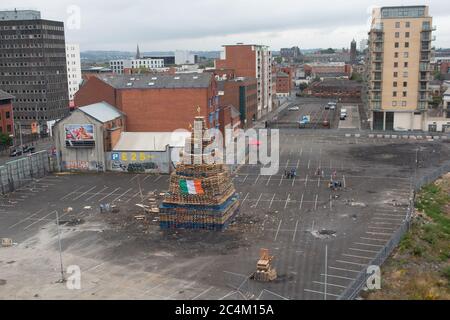 Sandy Row Bonfire, Belfast. Juli Stockfoto