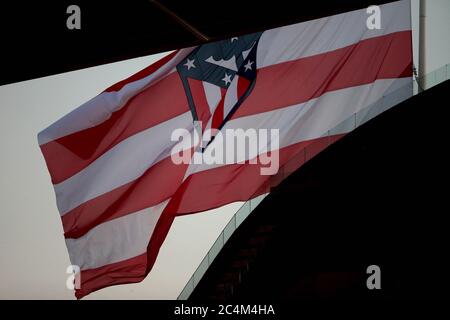 Madrid, Spanien. Juni 2020. Madrid, Spanien; 27/06/2020.- Fußball von La Liga Spiel 32, Atletico de Madrid gegen Alavez im Wanda Metropolitano Stadion, in Madrid Final Score 2-1 Atletico de Madrid Sieger. Quelle: Juan Carlos Rojas/Picture Alliance/dpa/Alamy Live News Stockfoto