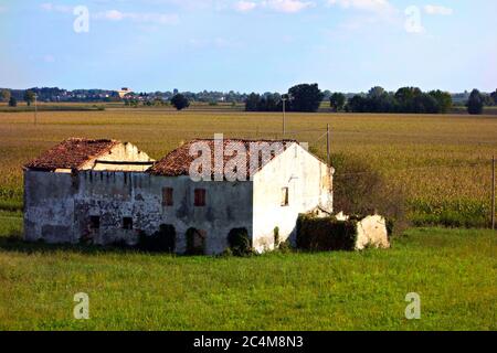 Überreste eines verlassenen Gebäudes in der Po-Ebene, Lombardei, Italien Stockfoto