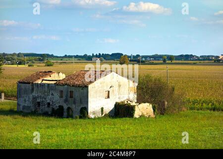 Überreste eines verlassenen Gebäudes in der Po-Ebene, Lombardei, Italien Stockfoto