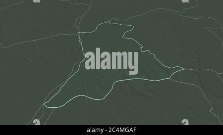 Zoom in Anambra (Bundesstaat Nigeria) skizziert. Schräge Perspektive. Farbige und aufgeschüpfte Karte der Verwaltungseinheit mit Oberflächengewässern. 3D ren Stockfoto