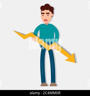 Geschäftsmann hält Grafik für Unternehmen Konkurs Metapher Vektor Illustration Stock Vektor