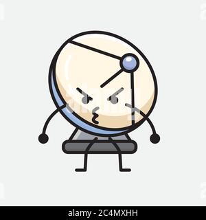 Eine Illustration von Cute Parabolic Antenne Maskottchen Vektor-Charakter in Flat Design Style Stock Vektor