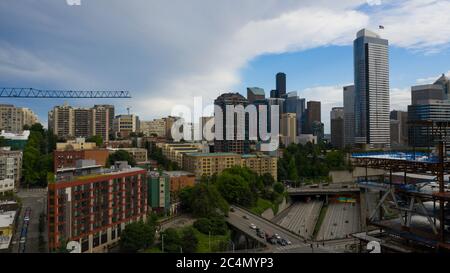 In Seattle, Washington, USA, wird überall gebaut Stockfoto