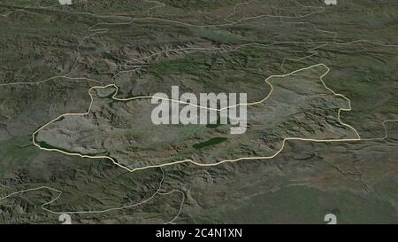 Zoom in Elazığ (Provinz der Türkei) skizziert. Schräge Perspektive. Satellitenbilder. 3D-Rendering Stockfoto