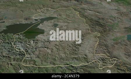 Zoom in Van (Provinz Türkei) skizziert. Schräge Perspektive. Satellitenbilder. 3D-Rendering Stockfoto