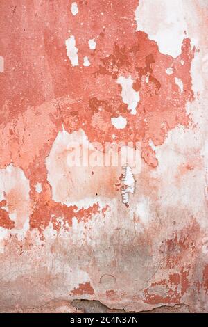 Rosa Textur einer alten Wand. Vintage Hintergrund von schmutzigen rauhen Putz Stockfoto