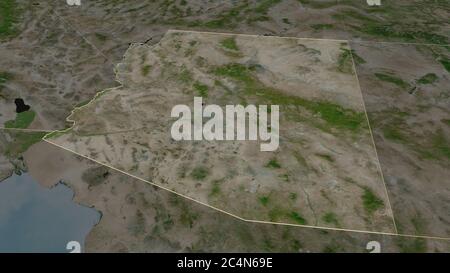 Zoomen Sie auf Arizona (Bundesstaat USA) skizziert. Schräge Perspektive. Satellitenbilder. 3D-Rendering Stockfoto