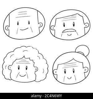vektor-Set von älteren Menschen Gesicht Stock Vektor