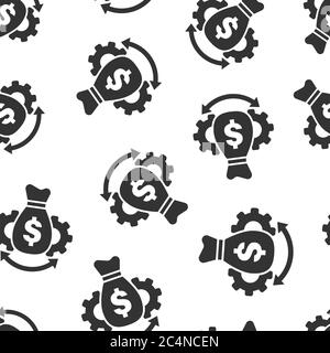 Symbol für die Optimierung des Geldes in flacher Form. Effektive Vektordarstellung auf weißem, isoliertem Hintergrund. Finanzprozess nahtlose Muster Geschäft Konz Stock Vektor