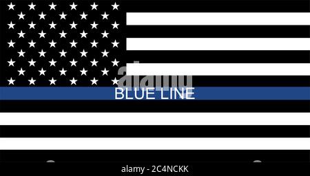Schwarze Leben Materie USA Unterstützung Flagge, blaue Linie Symbol. Vektor-Illustration Zeichen, stoppen Rassismus. Stock Vektor