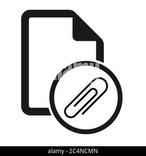 Flache Datei Symbol mit Büroklammer isoliert auf weißem Hintergrund. Dokument Symbol Vektor Illustration . Stock Vektor