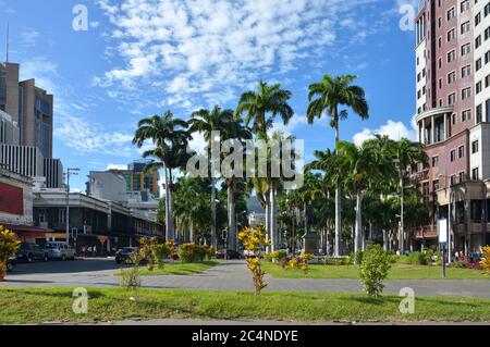 MAURITIUS - APRIL 29: Zentraler Bezirk von Port Louis auf Agpril 29, 2013 Republik Mauritius. Die Stadt ist die wirtschaftliche, kulturelle, politische Länder Stockfoto