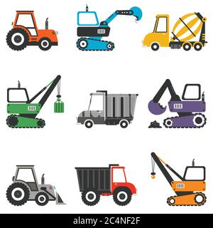 Satz Von Verschiedenen Baumaschinen Stock Vektor