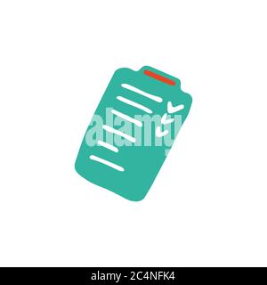 Checkliste Doodle-Symbol. Handgezeichnete To-Do-Liste. Papiererinnerung flaches Symbol. Vektorgrafiken. Stock Vektor