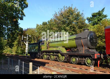Dampfzug in holt, auf der North Norfolk Railway, Poppy Line, Großbritannien Stockfoto