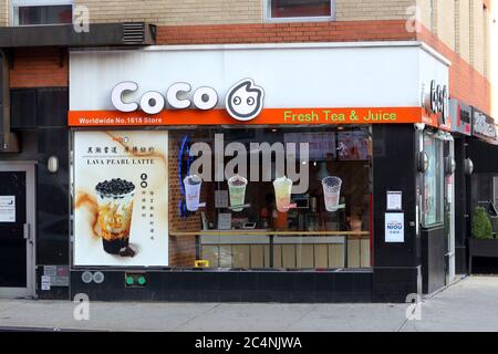 Coco Fresh Tea & Juice, 79 Division St, New York, NYC, Foto eines Bubble Tea-Ladens der Marke Taiwan in Manhattan Chinatown. 纽约 紐約 美國 美国 Stockfoto