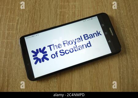 Logo der Royal Bank of Scotland auf dem Smartphone angezeigt Stockfoto