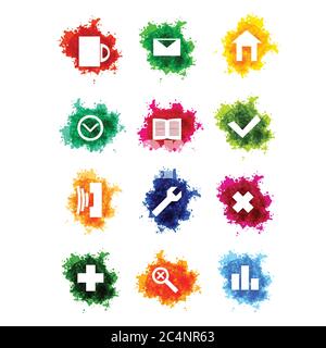 Symbole auf Farbtropfen Imiation gesetzt Stock Vektor