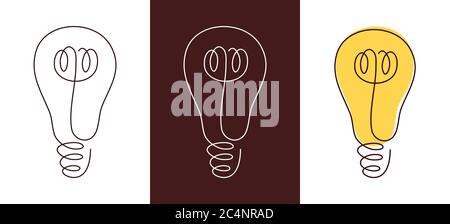 Glühbirne kontinuierliche Linie Vektor-Illustration mit editierbaren Kontur. Stock Vektor