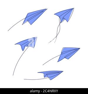 Papier Ebene kontinuierliche Linie Vektor Illustration - Flugzeug Silhouette mit einer einzigen Linie Art Stil gemacht. Stock Vektor