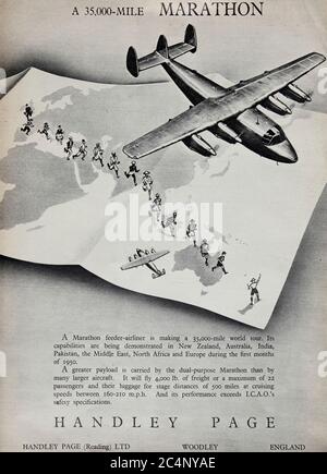 Vintage-Werbung für die britische Handley Page Aerospace Company. Stockfoto