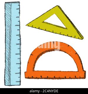 Set von bunten Linealen für die Schule Stockfoto