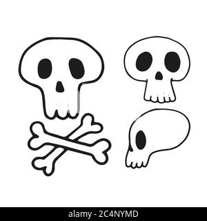 Satz von Vektorschädeln. Cartoon-Stil Stock Vektor