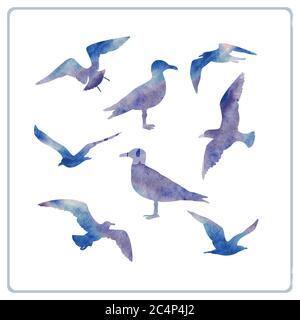 Set von Möwen Silhouetten Stock Vektor