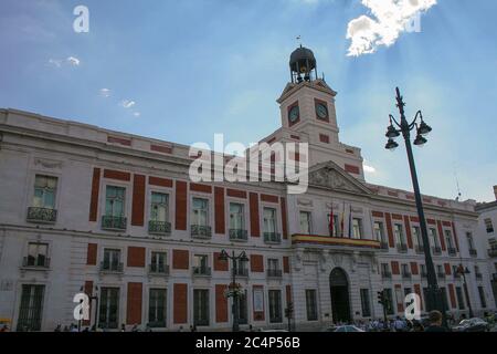 Madrid, Comunidad de Madrid, Spanien, Europa.. Puerta del Sol. Palacio del la Presidencia de la Comunidad de Madrid (Palast des Vorsitzes der Gemeinschaft von Madrid). Stockfoto