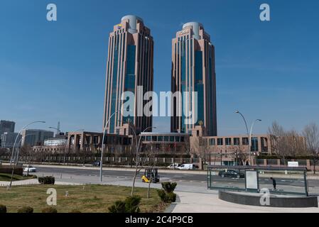 Ankara / Türkei - 15. März 2020: TOBB, Union der türkischen Handelskammern und Warenbörsen, Zwillingstürme des TOBB Stockfoto