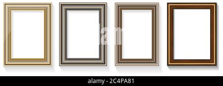 Satz von vier Bilderrahmen mit Schatten. Stock Vektor