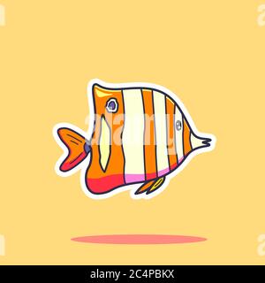 Niedlichen Schmetterling Fisch Vektor-Illustration. Flache Cartoon-Stil Stock Vektor