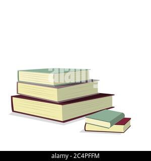 Stapel von Büchern isoliert auf weiß für Banner zurück zur Schule oder Ausbildung Klasse. Vektor Stapel von Büchern Zeichnung, Illustration Literatur für sch Stock Vektor