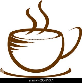 Symbol für heiße Kaffeetasse mit Rauchmelder Stock Vektor