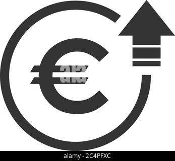 Symbol für „Kostenzeichen Euro-Anstieg“. Vektorsymbol auf Hintergrund isoliert Stock Vektor