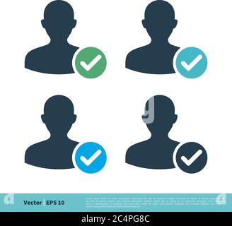 Avatar Profil Freund Bestätigen Symbol Vektor Logo Vorlage Illustration Design. Vektor EPS 10. Stock Vektor